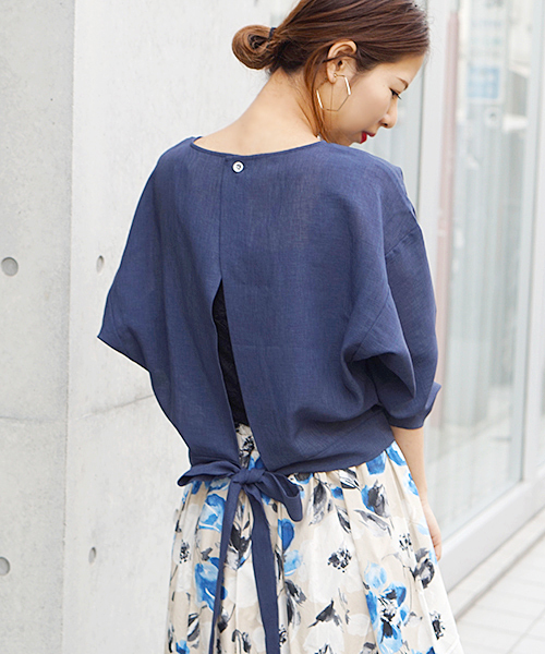 laboratory work（ラボラトリーワーク）の「バックリボンブラウス（シャツ/ブラウス・レディース・ホワイト/ピンク/ネイビー・MEDIUM）」の2枚目の写真