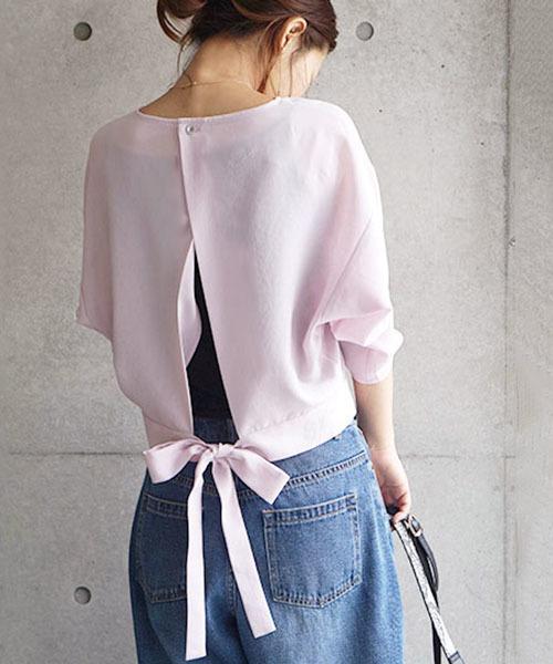 laboratory work（ラボラトリーワーク）の「バックリボンブラウス（シャツ/ブラウス・レディース・ホワイト/ピンク/ネイビー・MEDIUM）」の3枚目の写真