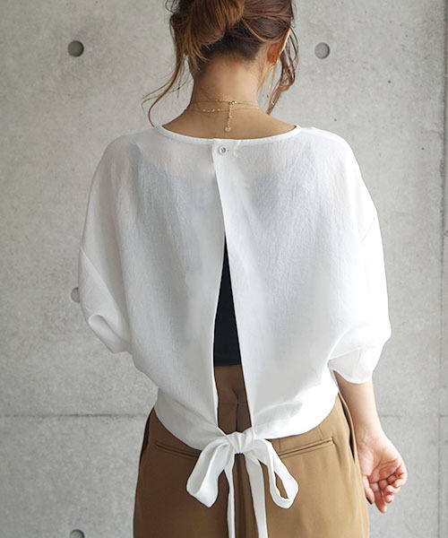 laboratory work（ラボラトリーワーク）の「バックリボンブラウス（シャツ/ブラウス・レディース・ホワイト/ピンク/ネイビー・MEDIUM）」の5枚目の写真