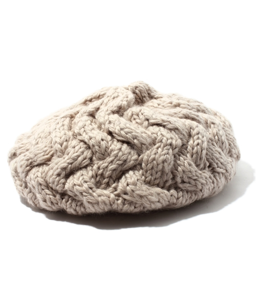 ROSE BUD（ローズバッド）の「(FERRUCCIO VECCHI)CABLE KNIT CAP（ニットキャップ/ビーニー・レディース・ブラック/ライトベージュ/グレイッシュベージュ・ONESIZE）」の2枚目の写真