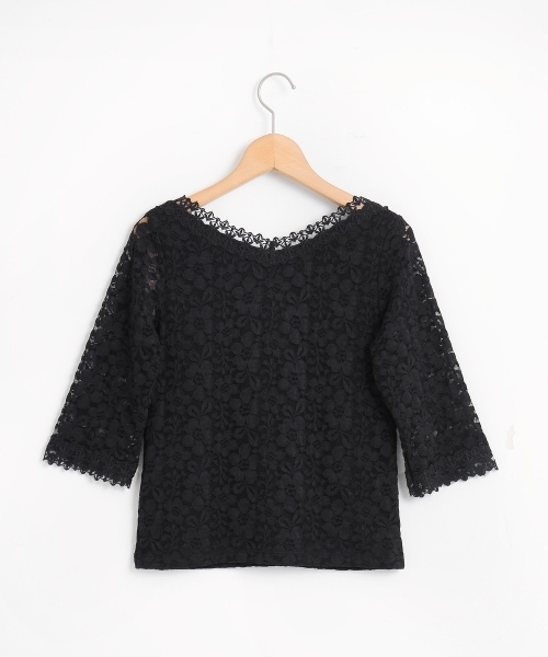 MAJESTIC LEGON（マジェスティックレゴン）の「【WEB限定価格】コードレースVプルオーバー（Tシャツ/カットソー・レディース・ボルドー/ブラック/アイボリー・MEDIUM/SMALL）」の17枚目の写真