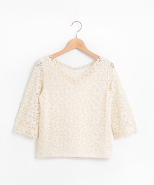 MAJESTIC LEGON（マジェスティックレゴン）の「【WEB限定価格】コードレースVプルオーバー（Tシャツ/カットソー・レディース・ボルドー/ブラック/アイボリー・MEDIUM/SMALL）」の21枚目の写真