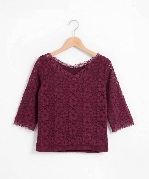 MAJESTIC LEGON（マジェスティックレゴン）の「【WEB限定価格】コードレースVプルオーバー（Tシャツ/カットソー・レディース・ボルドー/ブラック/アイボリー・MEDIUM/SMALL）」の22枚目の写真