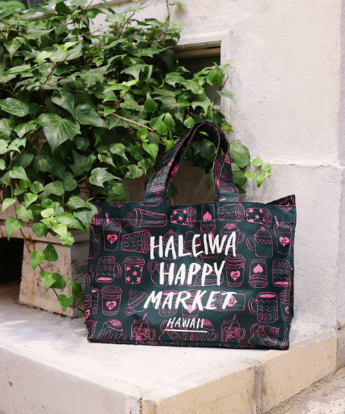 Haleiwa Happy Market ハレイワハッピーマーケット の Haleiwa Happy Market ハレイワハッピーマーケット レジカゴbag Blk エコバッグ サブバッグ Wear