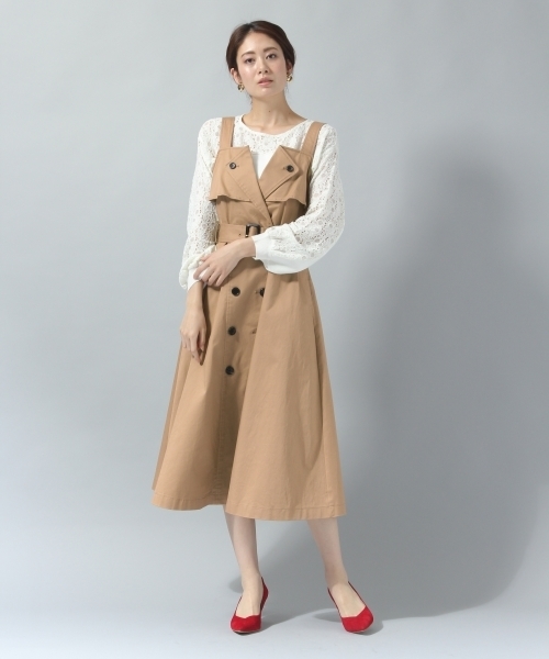 Andemiu（アンデミュウ）の「トレンチワンピース778542（ワンピース・レディース・ベージュ/ネイビー・SMALL/MEDIUM）」の5枚目の写真