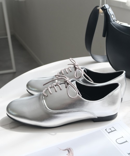 SS-3Lサイズ展開！】軽量レースアップ フラット シューズ（ローファー