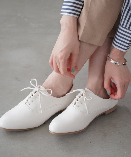 SS-3Lサイズ展開！】軽量レースアップ フラット シューズ（ローファー