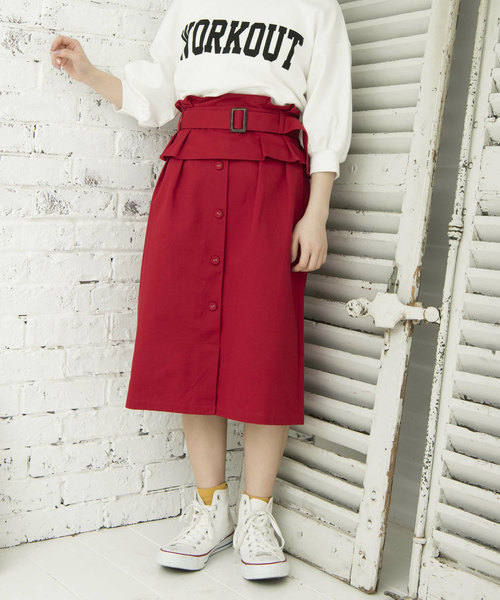 OLIVE des OLIVE（オリーブデオリーブ）の「コルセットベルトタイトスカート（スカート・レディース・ベージュ/レッド/グリーン・FREE）」の2枚目の写真