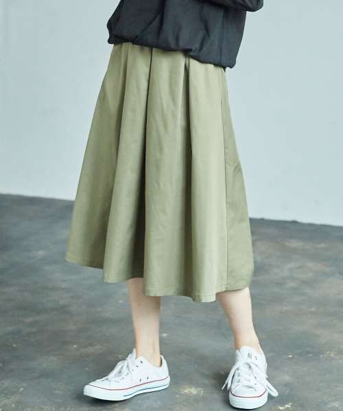 AMERICAN HOLIC（アメリカンホリック）の「・10col.フロントタックミディスカート（スカート・レディース・パープル/イエロー/ミント/ターコイズブルー/アイボリー/ピンク/ブラック/ストライプ/カーキ/ネイビー・FREE）」の3枚目の写真