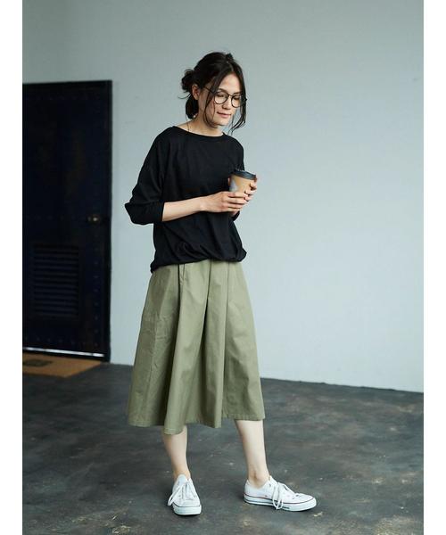 AMERICAN HOLIC（アメリカンホリック）の「・10col.フロントタックミディスカート（スカート・レディース・パープル/イエロー/ミント/ターコイズブルー/アイボリー/ピンク/ブラック/ストライプ/カーキ/ネイビー・FREE）」の21枚目の写真