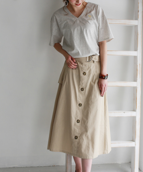 REAL CUBE（リアルキューブ）の「REAL CUBE ベルト付トレンチデザインスカート（スカート・レディース・ベージュ/ブラウン/カーキ/オレンジ/キャメル・38/40）」の3枚目の写真