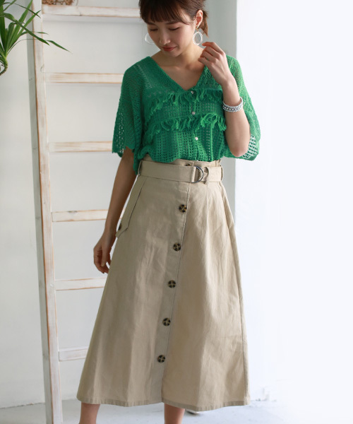 REAL CUBE（リアルキューブ）の「REAL CUBE ベルト付トレンチデザインスカート（スカート・レディース・ベージュ/ブラウン/カーキ/オレンジ/キャメル・38/40）」の11枚目の写真