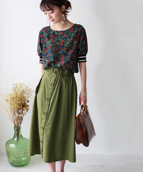 REAL CUBE（リアルキューブ）の「REAL CUBE ベルト付トレンチデザインスカート（スカート・レディース・ベージュ/ブラウン/カーキ/オレンジ/キャメル・38/40）」の10枚目の写真