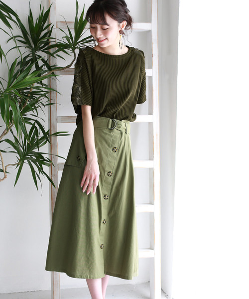 REAL CUBE（リアルキューブ）の「REAL CUBE ベルト付トレンチデザインスカート（スカート・レディース・ベージュ/ブラウン/カーキ/オレンジ/キャメル・38/40）」の9枚目の写真