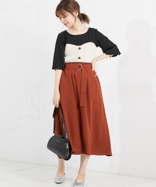 natural couture（ナチュラルクチュール）の「Dかんベルト付きスカート（スカート・レディース・ベージュ/ブラウン/グリーン・FREE）」の4枚目の写真