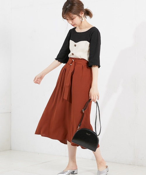 natural couture（ナチュラルクチュール）の「Dかんベルト付きスカート（スカート・レディース・ベージュ/ブラウン/グリーン・FREE）」の5枚目の写真