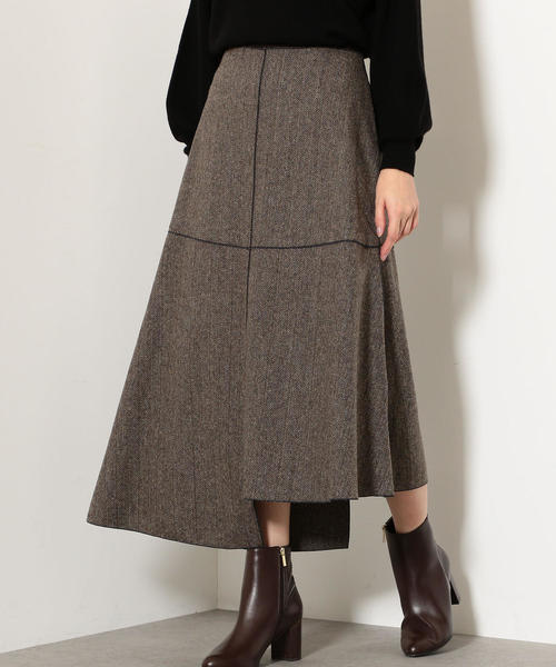 green label relaxing（グリーンレーベルリラクシング）の「【EMIN＆PAUL LONDON】★FM ヘリンボン スカート ◆（スカート・レディース・ブラウン/グレー・SMALL/MEDIUM）」の2枚目の写真