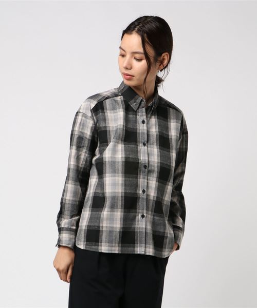 KOBE LETTUCE(コウベレタス)の「ボックスボタンダウングランジチェック柄シャツ(シャツ/ブラウス・レディース・グリーン/ネイビー/ブラウン/ブラック系その他/レッド系その他/ブラック・FREE)」の10枚目の写真