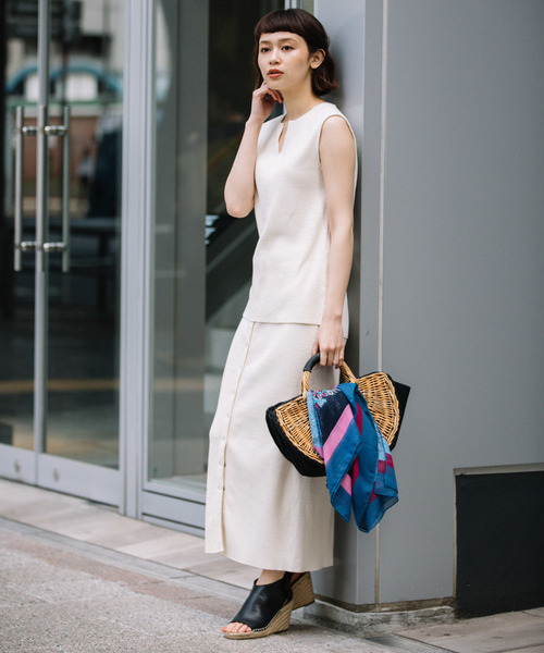 Munich（ミューニック）の「コットンリブジャージノースリーブプルオーバー【セットアップ可】（Tシャツ/カットソー・レディース・ホワイト/ブラック/ネイビー/ブラウン/ライトブラウン/ナチュラル/グレイッシュベージュ・FREE）」の5枚目の写真