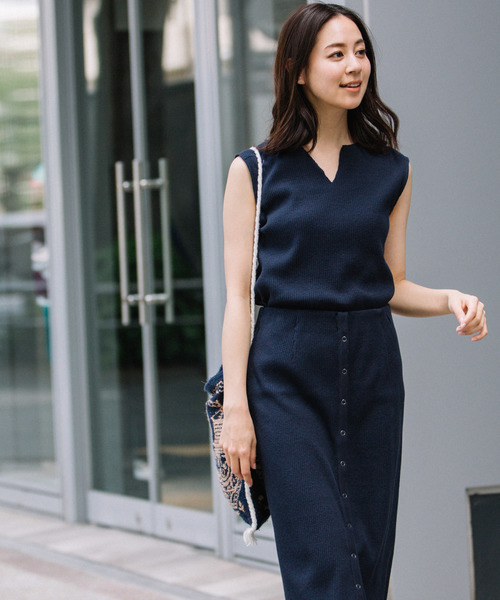 Munich（ミューニック）の「コットンリブジャージノースリーブプルオーバー【セットアップ可】（Tシャツ/カットソー・レディース・ホワイト/ブラック/ネイビー/ブラウン/ライトブラウン/ナチュラル/グレイッシュベージュ・FREE）」の7枚目の写真