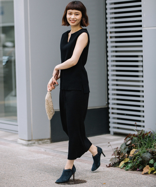 Munich（ミューニック）の「コットンリブジャージノースリーブプルオーバー【セットアップ可】（Tシャツ/カットソー・レディース・ホワイト/ブラック/ネイビー/ブラウン/ライトブラウン/ナチュラル/グレイッシュベージュ・FREE）」の3枚目の写真