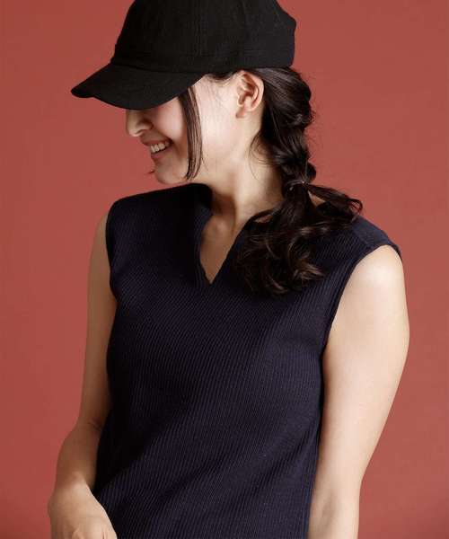 Munich（ミューニック）の「コットンリブジャージノースリーブプルオーバー【セットアップ可】（Tシャツ/カットソー・レディース・ホワイト/ブラック/ネイビー/ブラウン/ライトブラウン/ナチュラル/グレイッシュベージュ・FREE）」の12枚目の写真