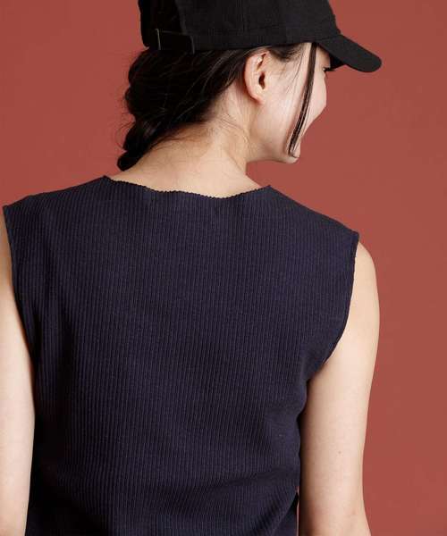 Munich（ミューニック）の「コットンリブジャージノースリーブプルオーバー【セットアップ可】（Tシャツ/カットソー・レディース・ホワイト/ブラック/ネイビー/ブラウン/ライトブラウン/ナチュラル/グレイッシュベージュ・FREE）」の13枚目の写真