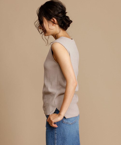 Munich（ミューニック）の「コットンリブジャージノースリーブプルオーバー【セットアップ可】（Tシャツ/カットソー・レディース・ホワイト/ブラック/ネイビー/ブラウン/ライトブラウン/ナチュラル/グレイッシュベージュ・FREE）」の17枚目の写真