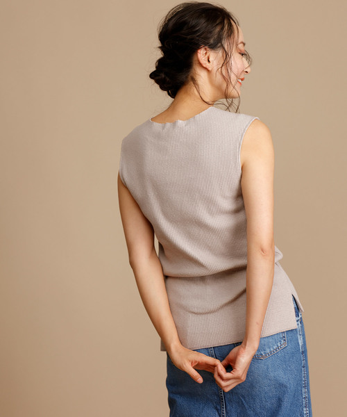 Munich（ミューニック）の「コットンリブジャージノースリーブプルオーバー【セットアップ可】（Tシャツ/カットソー・レディース・ホワイト/ブラック/ネイビー/ブラウン/ライトブラウン/ナチュラル/グレイッシュベージュ・FREE）」の18枚目の写真