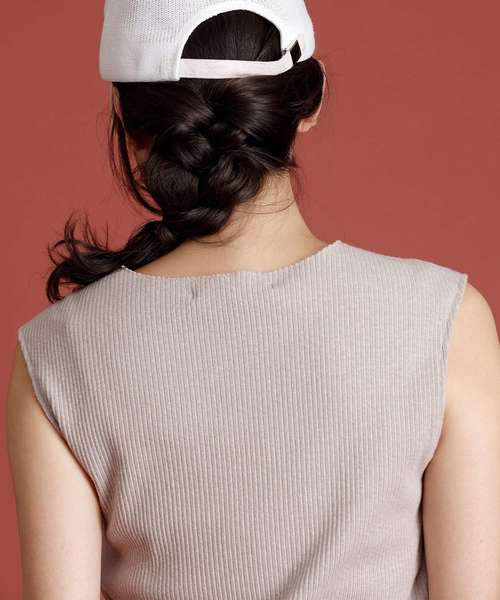 Munich（ミューニック）の「コットンリブジャージノースリーブプルオーバー【セットアップ可】（Tシャツ/カットソー・レディース・ホワイト/ブラック/ネイビー/ブラウン/ライトブラウン/ナチュラル/グレイッシュベージュ・FREE）」の22枚目の写真