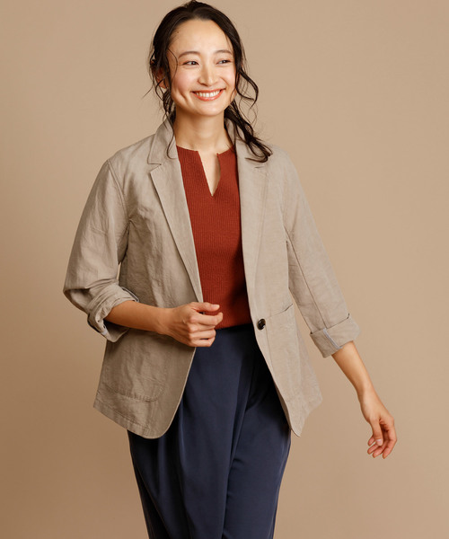 Munich（ミューニック）の「コットンリブジャージノースリーブプルオーバー【セットアップ可】（Tシャツ/カットソー・レディース・ホワイト/ブラック/ネイビー/ブラウン/ライトブラウン/ナチュラル/グレイッシュベージュ・FREE）」の9枚目の写真