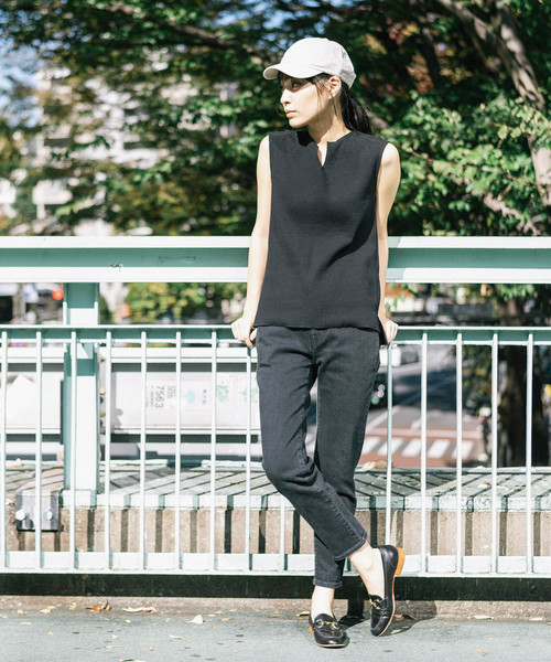 Munich（ミューニック）の「コットンリブジャージノースリーブプルオーバー【セットアップ可】（Tシャツ/カットソー・レディース・ホワイト/ブラック/ネイビー/ブラウン/ライトブラウン/ナチュラル/グレイッシュベージュ・FREE）」の10枚目の写真