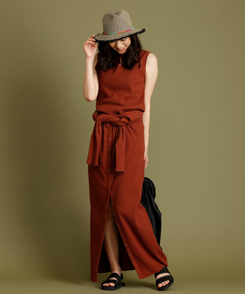 Munich（ミューニック）の「コットンリブジャージノースリーブプルオーバー【セットアップ可】（Tシャツ/カットソー・レディース・ホワイト/ブラック/ネイビー/ブラウン/ライトブラウン/ナチュラル/グレイッシュベージュ・FREE）」の8枚目の写真