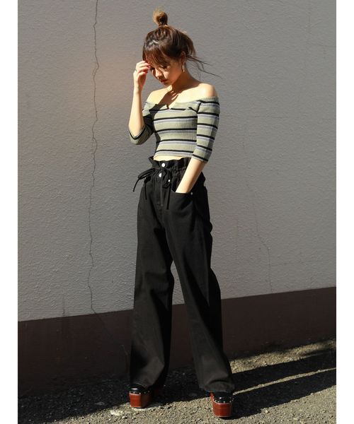 EMODA(エモダ)の「STRINGケミカルハイウエストジーンズ(デニムパンツ・レディース・ブラック/インディゴブルー/その他・SMALL/MEDIUM)」の13枚目の写真