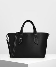 CHARLES & KEITH | メタルスタッズディテール トップハンドルバッグ / Metal Stud Detailing Top Handle Bag(ハンドバッグ)