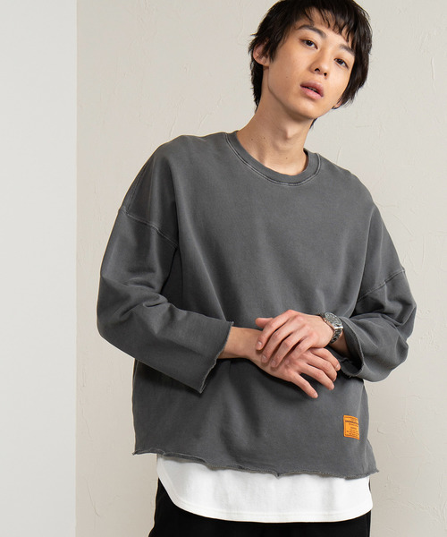 WEGO（ウィゴー）の「WEGO/ピグメント無地プルオーバー（スウェット・メンズ・ベージュ/ブルー/スミクロ・MEDIUM/LARGE）」の2枚目の写真