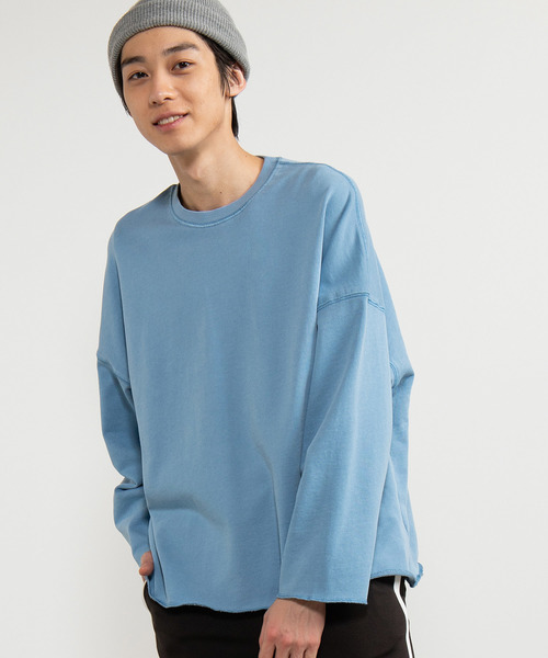 WEGO（ウィゴー）の「WEGO/ピグメント無地プルオーバー（スウェット・メンズ・ベージュ/ブルー/スミクロ・MEDIUM/LARGE）」の3枚目の写真