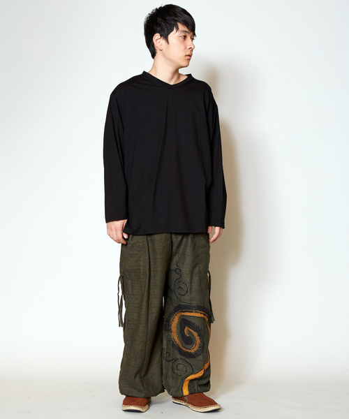 チャイハネ（チャイハネ）の「【チャイハネ】yul 薙刀袖メンズトップス（Tシャツ/カットソー・メンズ・ブラック/ブルー/ホワイト・FREE）」の9枚目の写真