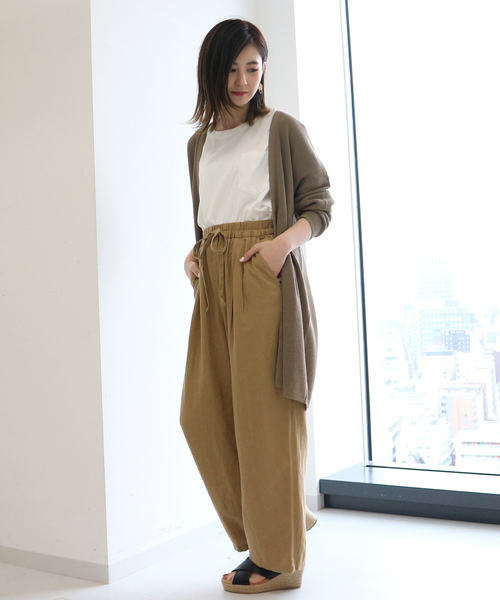 AMERICAN HOLIC(アメリカンホリック)の「麻混ドロストワイドパンツ *(その他パンツ・レディース・ライトベージュ/ネイビー/キャメル/カーキ/その他8/ブルー系その他4/ストライプ・M/L)」の12枚目の写真