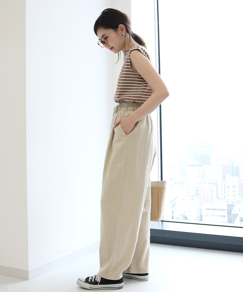 AMERICAN HOLIC(アメリカンホリック)の「麻混ドロストワイドパンツ *(その他パンツ・レディース・ライトベージュ/ネイビー/キャメル/カーキ/その他8/ブルー系その他4/ストライプ・M/L)」の14枚目の写真