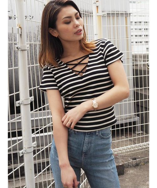 GYDA（ジェイダ）の「2WAYバインダーTシャツ（Tシャツ/カットソー・レディース・ブラック/ベージュ/オフホワイト/その他/その他2/イエロー・FREE）」の6枚目の写真