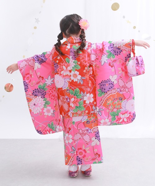 【美品】京越 七五三 着物9点セット ピンク3歳　女の子 KYOETSU 七五三 着物 3歳 女の子 【全て揃った豪華9点フルセット