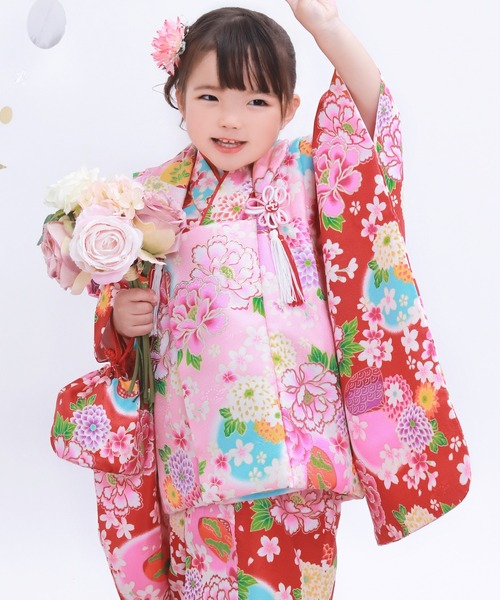 セール】被布セット 七五三 3歳 女の子 9点セット A（着物