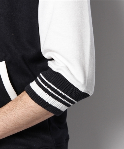 WEGO（ウィゴー）の「WEGO/7分袖ポンチスタジャン（スタジャン・メンズ・杢グレー/ブルー/ネイビー・LARGE/MEDIUM）」の12枚目の写真