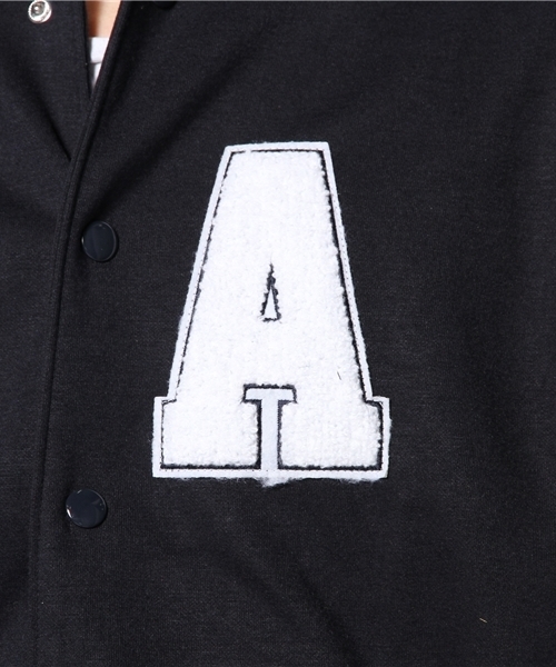 WEGO（ウィゴー）の「WEGO/7分袖ポンチスタジャン（スタジャン・メンズ・杢グレー/ブルー/ネイビー・LARGE/MEDIUM）」の6枚目の写真