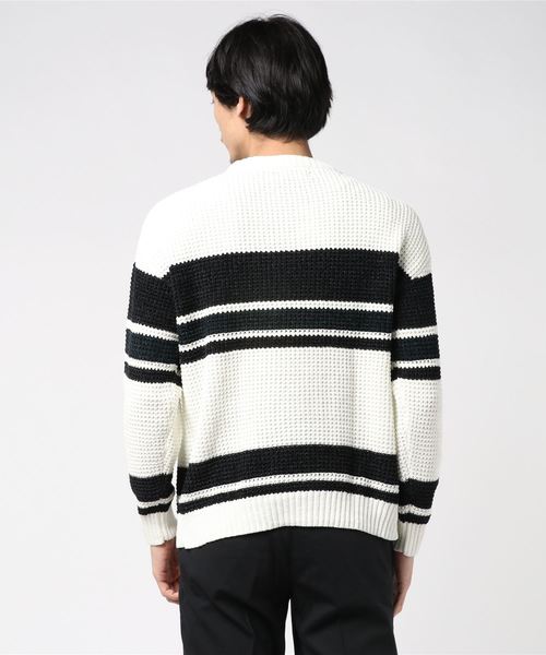 Confirm(コンファーム)の「Confirm / コンファーム ルーズモールボーダークルーニット(ニット/セーター・メンズ・レッド/ホワイト/ベージュ/ネイビー・M/L)」の6枚目の写真