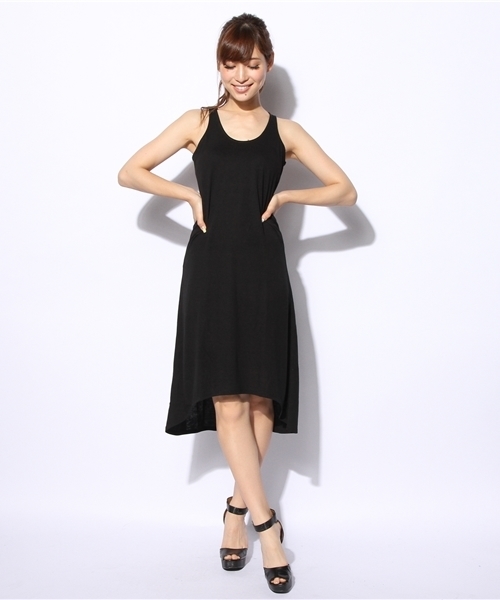AZUL by moussy（アズールバイマウジー）の「オルティガオパールマキシインナー付きタンクOP（ワンピース・レディース・オフホワイト/ブラック/ネイビー・LARGE/MEDIUM/SMALL）」の7枚目の写真