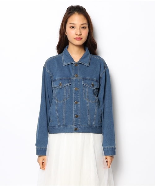 WEGO（ウィゴー）の「WEGO/カットデニムGジャン（デニムジャケット・レディース・インディゴブルー/ダークインディゴブルー・FREE）」の3枚目の写真