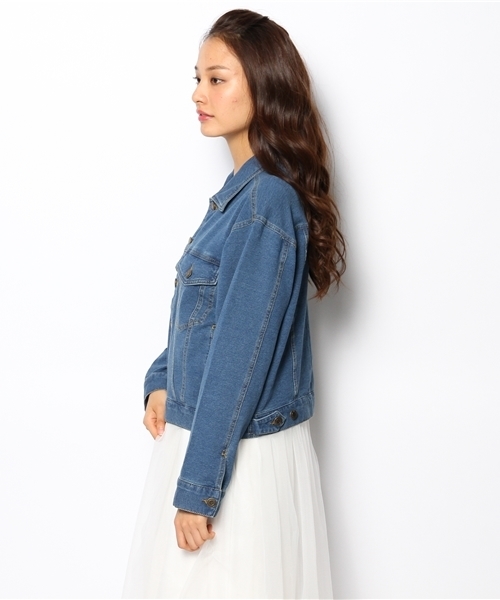 WEGO（ウィゴー）の「WEGO/カットデニムGジャン（デニムジャケット・レディース・インディゴブルー/ダークインディゴブルー・FREE）」の4枚目の写真