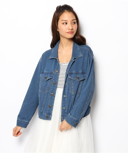 WEGO（ウィゴー）の「WEGO/カットデニムGジャン（デニムジャケット・レディース・インディゴブルー/ダークインディゴブルー・FREE）」の8枚目の写真